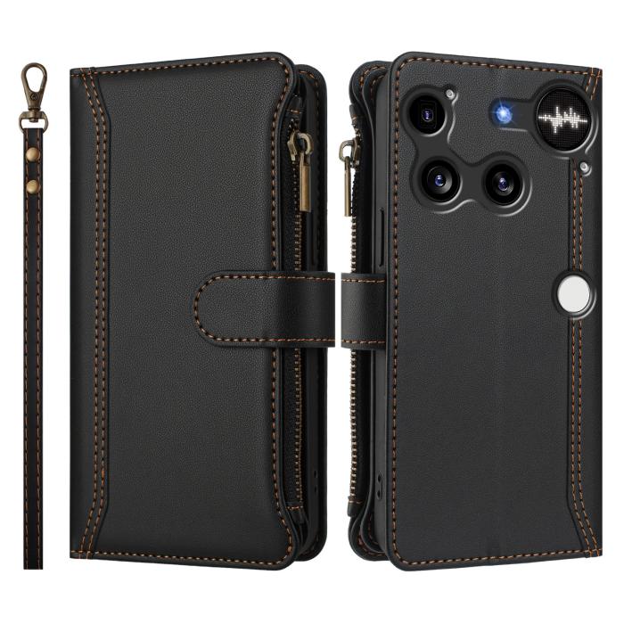 Bild 3, Nothing Phone 3 Fodral Läder Multifunktionellt Svart