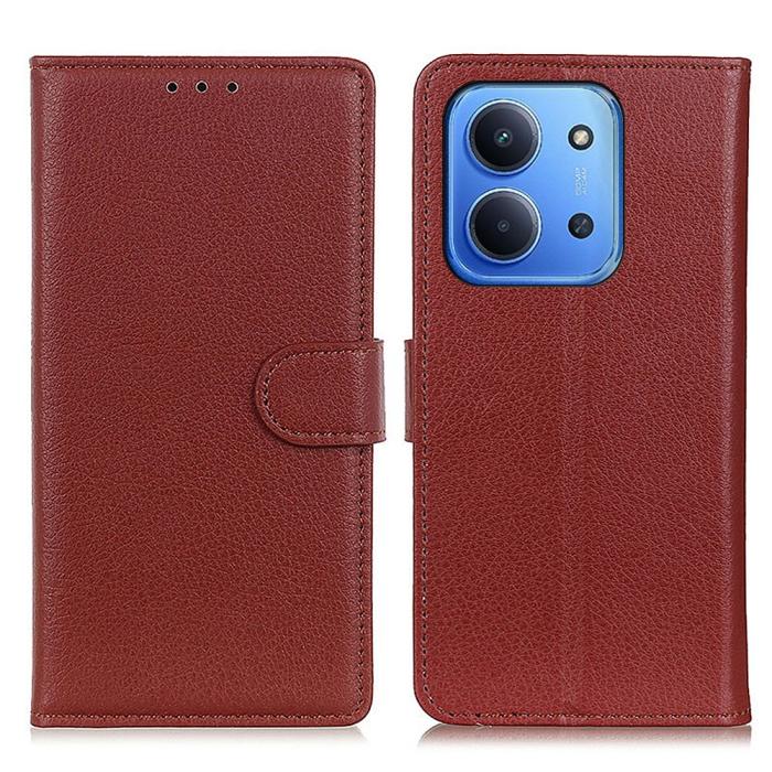 Bild 1, Xiaomi Redmi 15C Fodral Litchi Läder Brun