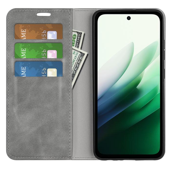 Bild 5, Xiaomi Redmi 15 Fodral Skin Touch Läder Grå