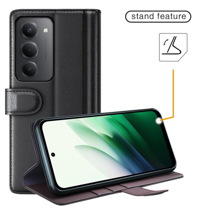 Bild 2, Xiaomi Redmi 15 Fodral Premium Äkta Läder Svart