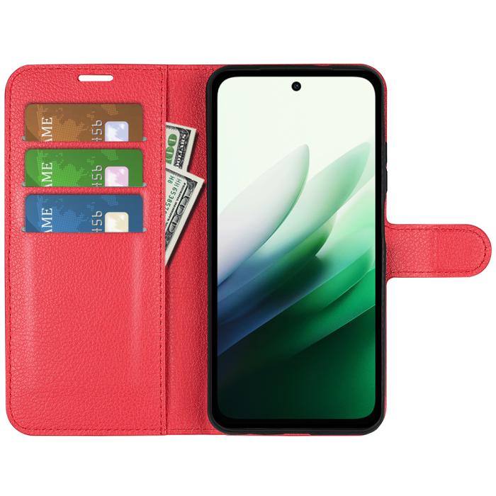 Bild 5, Xiaomi Redmi 15 Fodral Litchi Läder Röd