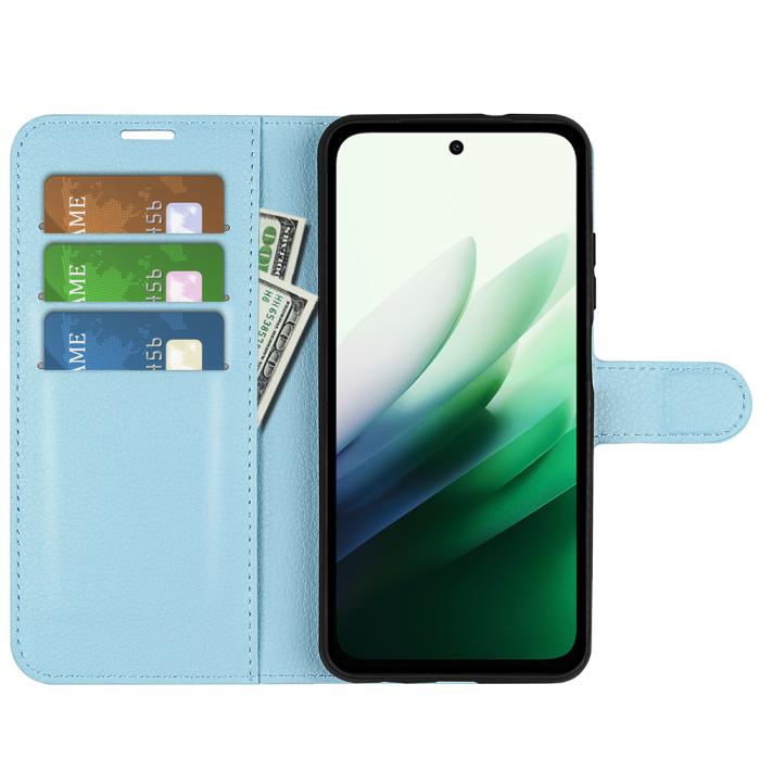 Bild 5, Xiaomi Redmi 15 Fodral Litchi Läder Blå