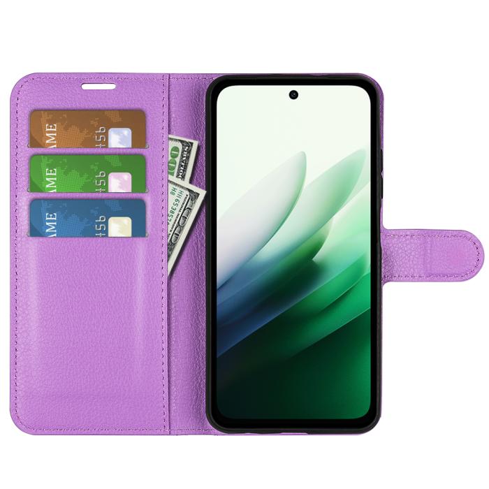 Bild 5, Xiaomi Redmi 15 Fodral Litchi Läder Lila