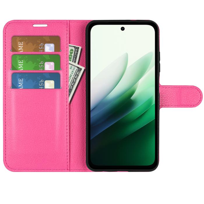 Bild 5, Xiaomi Redmi 15 Fodral Litchi Läder Rosa