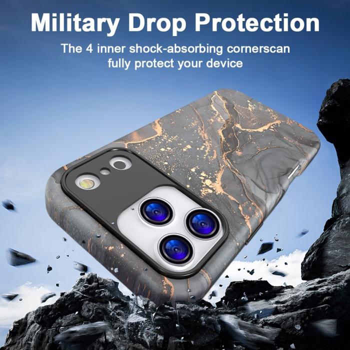 Bild 4, iPhone 17 Pro Max Skal Hybrid Med Marmor Tryck Grå / Guld