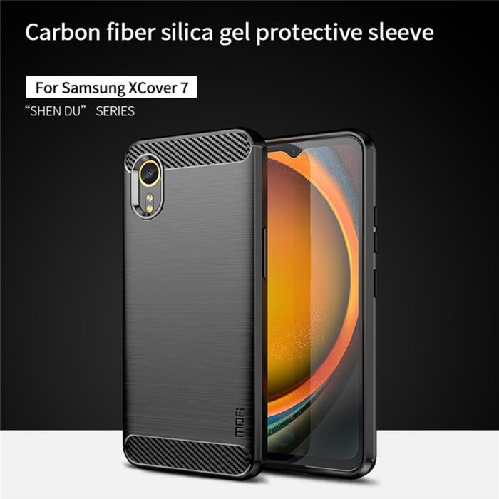 Bild 3, MOFI Samsung Galaxy Xcover 7 Skal Borstad Stål Textur Svart