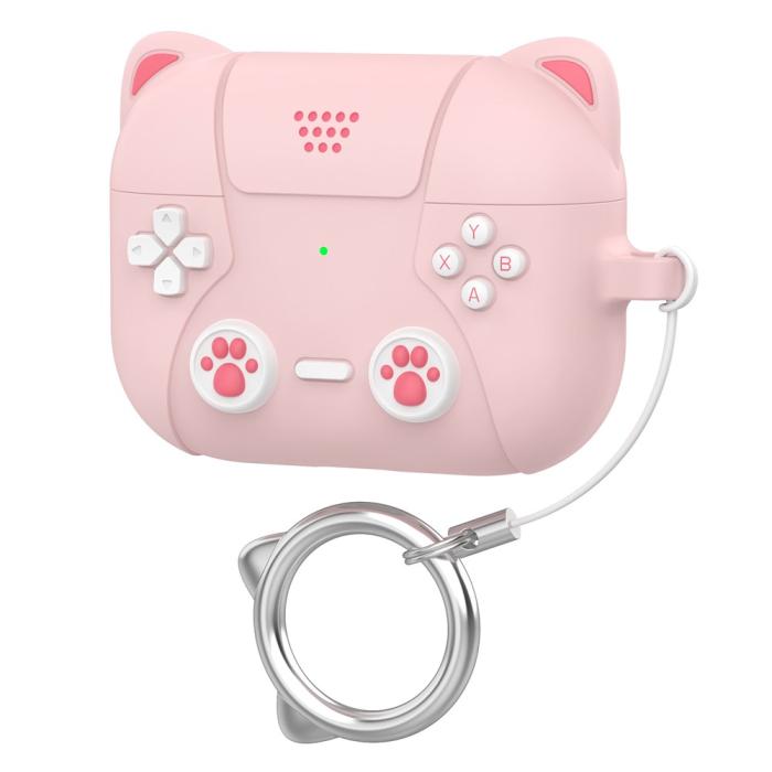 Bild 1, AirPods Pro 3 Skal Silikon Med Nyckelring Katt Ljus Rosa