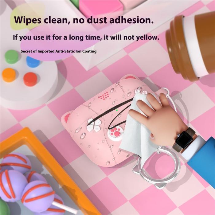 Bild 4, AirPods Pro 3 Skal Silikon Med Nyckelring Katt Ljus Rosa