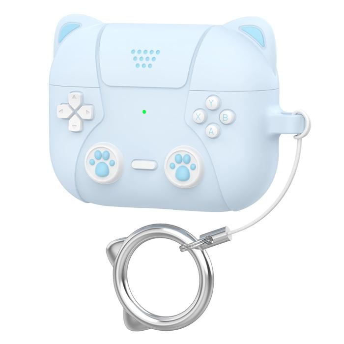 Bild 1, AirPods Pro 3 Skal Silikon Med Nyckelring Katt Blå