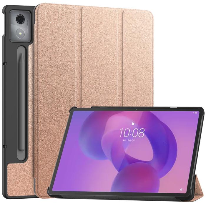 Bild 1, Lenovo Idea Tab Pro Fodral Tri-Fold Läder Roséguld