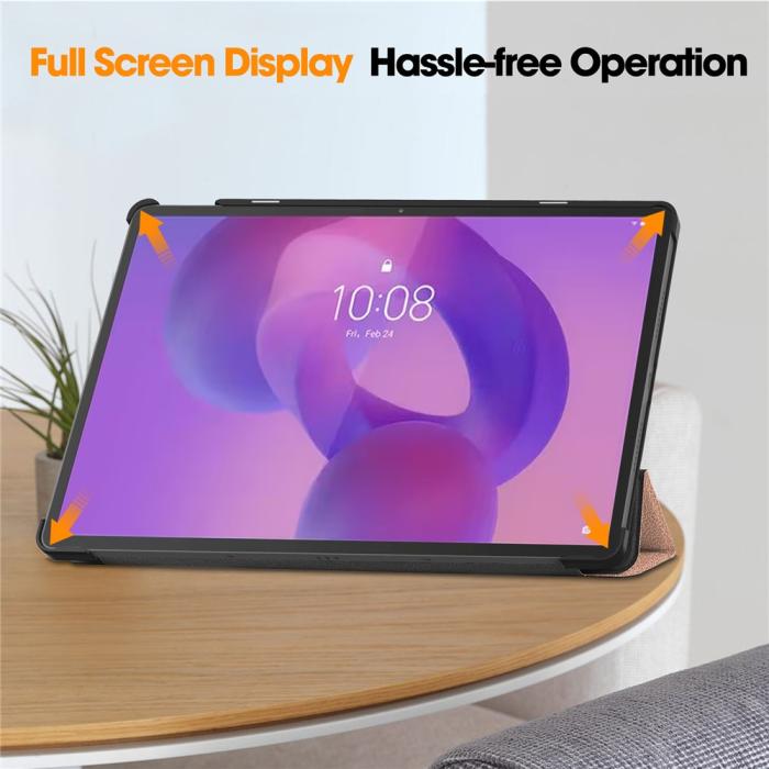 Bild 6, Lenovo Idea Tab Pro Fodral Tri-Fold Läder Roséguld