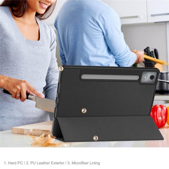 Bild 6, Lenovo Idea Tab Pro Fodral Tri-Fold Läder Svart