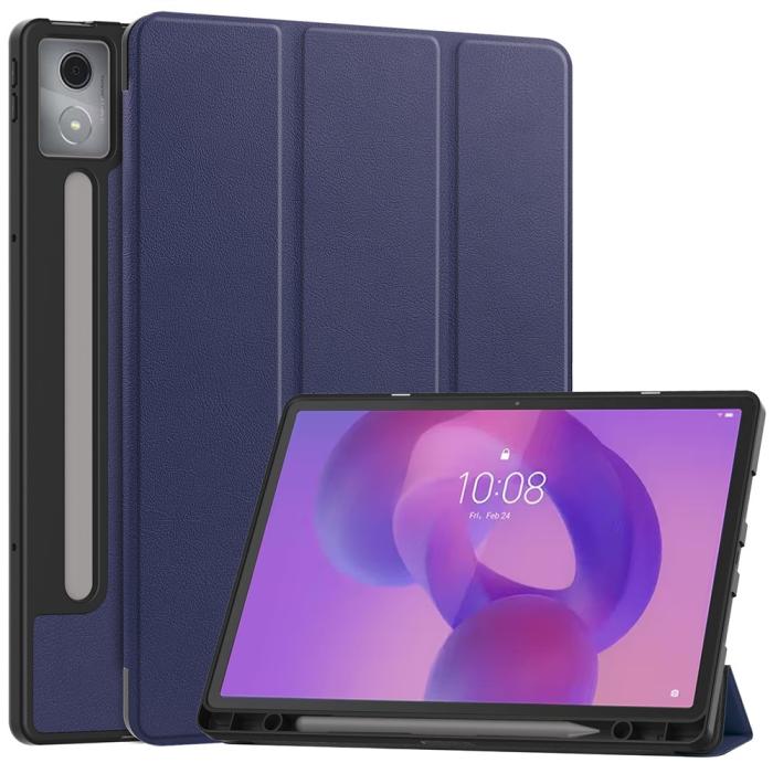 Bild 1, Lenovo Idea Tab Pro Fodral Tri-Fold Läder Mörk Blå