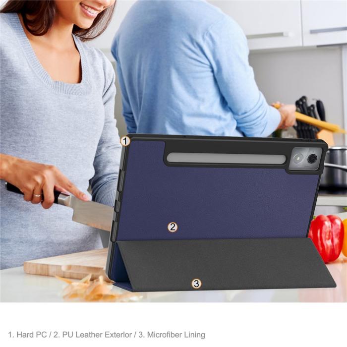 Bild 6, Lenovo Idea Tab Pro Fodral Tri-Fold Läder Mörk Blå