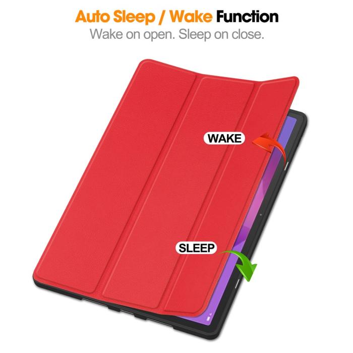 Bild 3, Lenovo Idea Tab Pro Fodral Tri-Fold Läder Röd