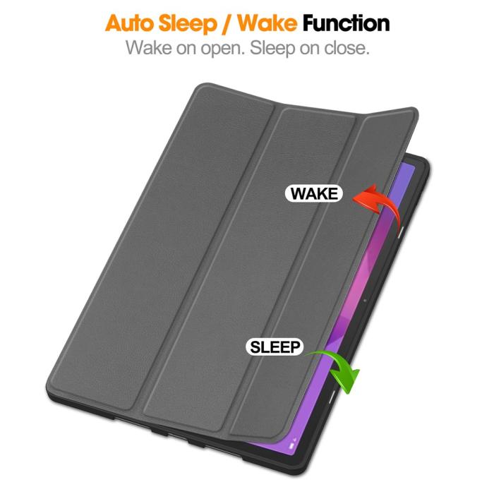 Bild 3, Lenovo Idea Tab Pro Fodral Tri-Fold Läder Grå