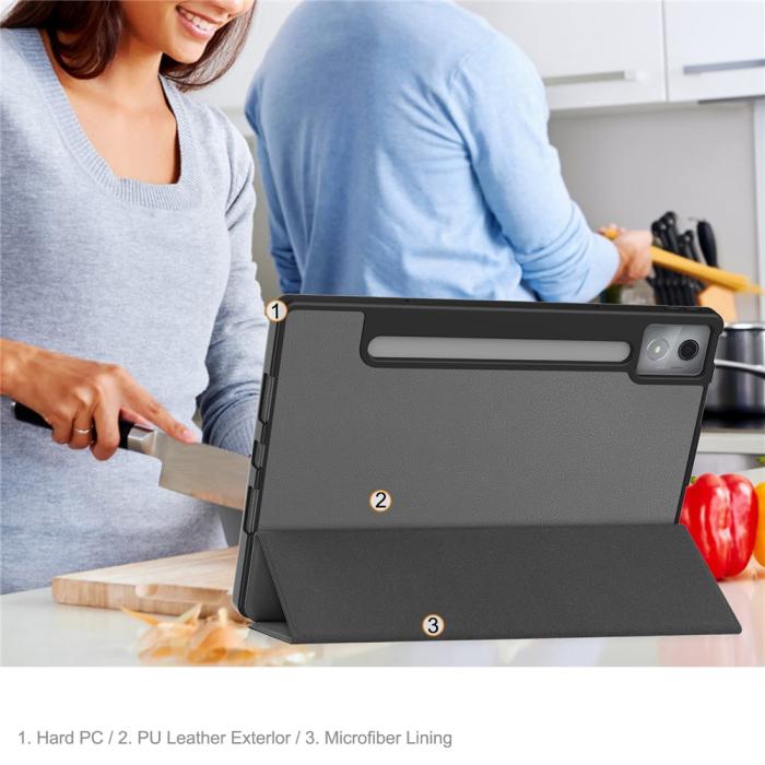 Bild 6, Lenovo Idea Tab Pro Fodral Tri-Fold Läder Grå