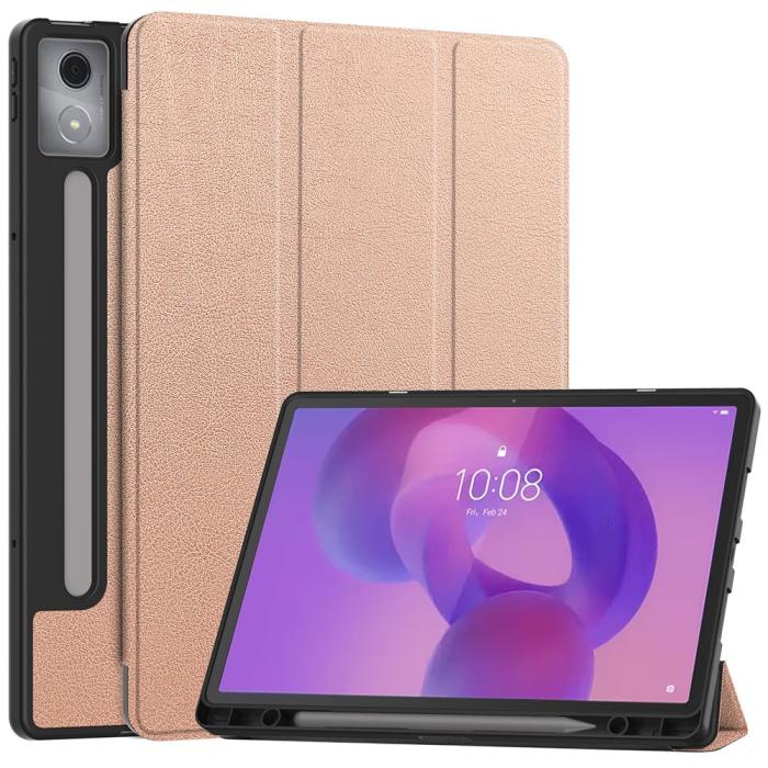 Bild 1, Lenovo Idea Tab Pro Fodral Tri-Fold Läder Roséguld