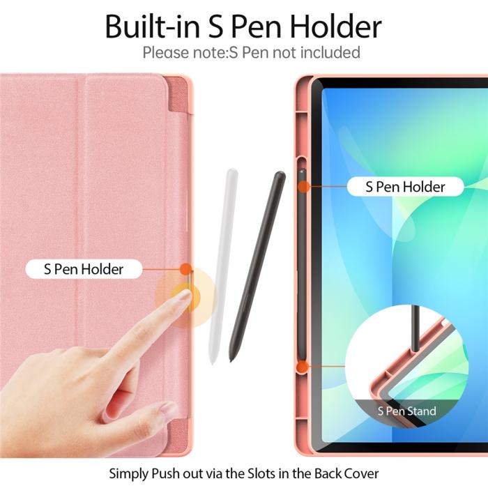 Bild 2, DUX DUCIS Galaxy Tab S10 FE Plus Fodral DOMO Tri-Fold Rosa