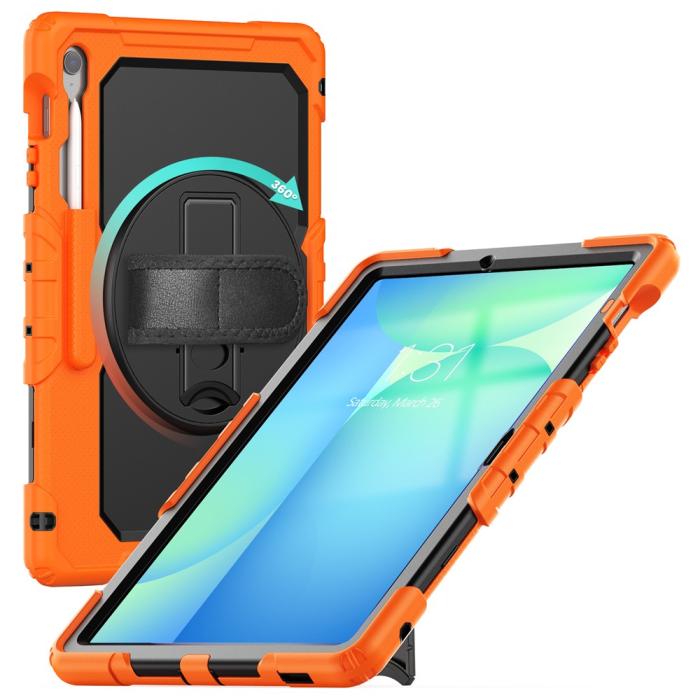 Bild 2, Galaxy Tab S10 FE Plus Skal 360 Shockproof Hybrid Kickstand Orange
