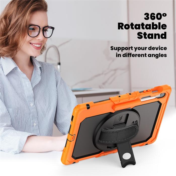 Bild 6, Galaxy Tab S10 FE Plus Skal 360 Shockproof Hybrid Kickstand Orange