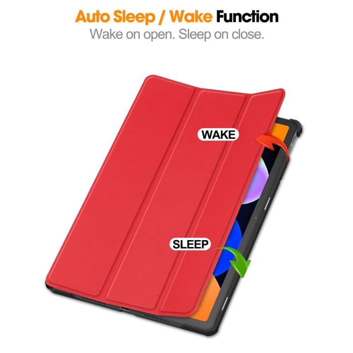 Bild 3, Lenovo Idea Tab Fodral Tri-Fold Läder Röd