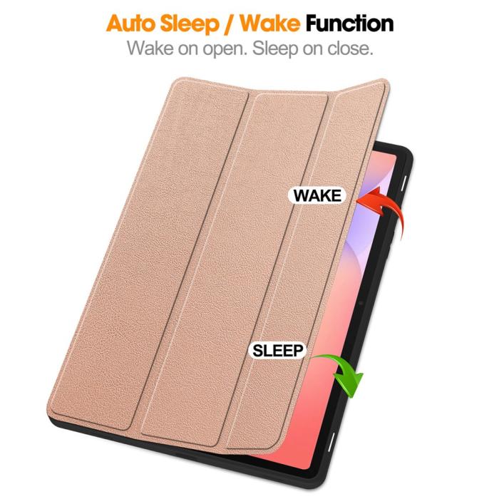 Bild 3, Samsung Galaxy Tab S10 Lite Fodral Tri-Fold Pennhållare Roséguld
