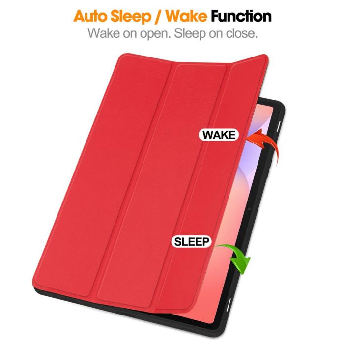 Bild 3, Samsung Galaxy Tab S10 Lite Fodral Tri-Fold Pennhållare Röd