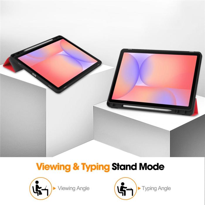 Bild 4, Samsung Galaxy Tab S10 Lite Fodral Tri-Fold Pennhållare Röd