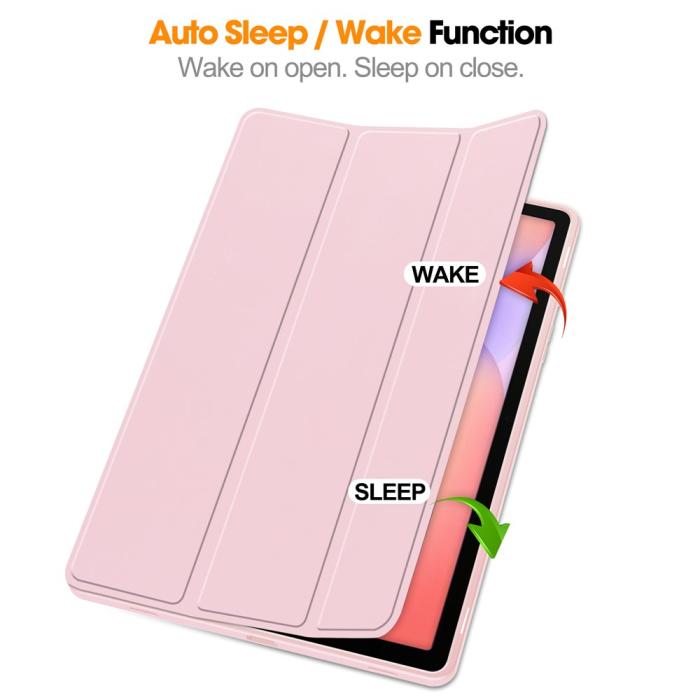 Bild 3, Samsung Galaxy Tab S10 Lite Fodral Tri-Fold Pennhållare Rosa