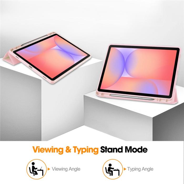 Bild 4, Samsung Galaxy Tab S10 Lite Fodral Tri-Fold Pennhållare Rosa