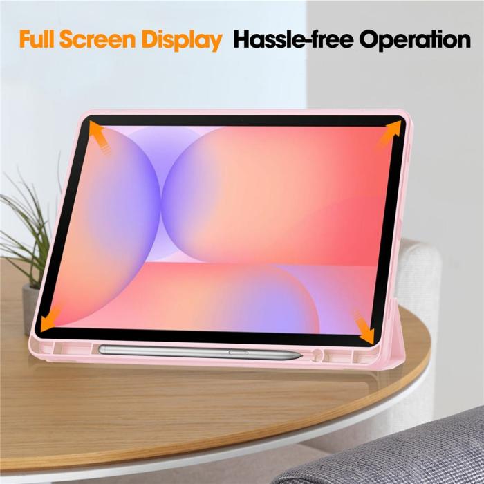 Bild 5, Samsung Galaxy Tab S10 Lite Fodral Tri-Fold Pennhållare Rosa