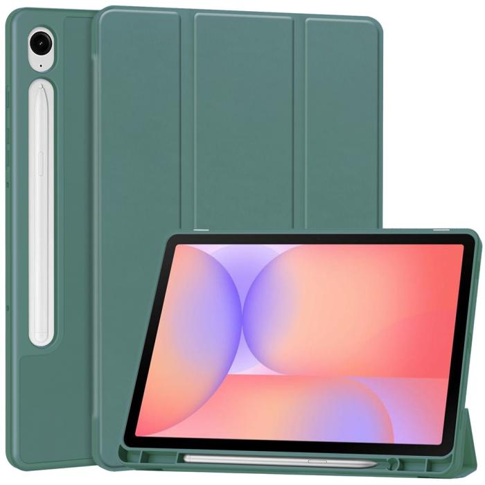 Bild 1, Samsung Galaxy Tab S10 Lite Fodral Tri-Fold Pennhållare Grön
