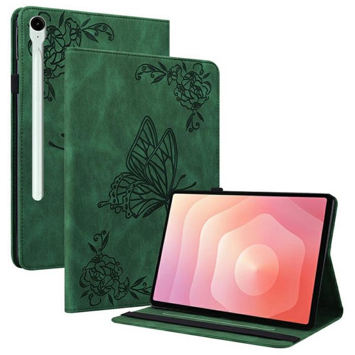 Bild 1, Samsung Galaxy Tab S11 Fodral Butterfly Flower Grön