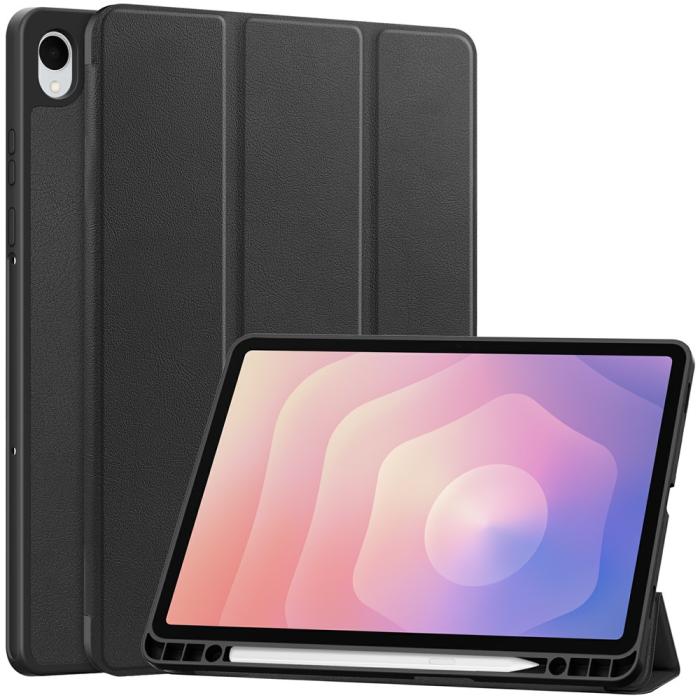 Bild 1, Samsung Galaxy Tab S11 Fodral Tri-Fold Läder Svart