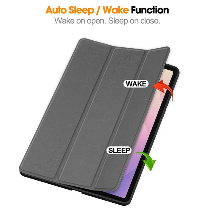 Bild 5, Samsung Galaxy Tab S11 Fodral Tri-Fold Läder Grå