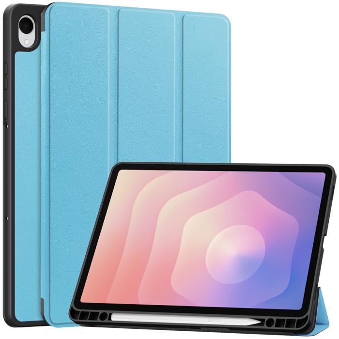 Bild 1, Samsung Galaxy Tab S11 Fodral Tri-Fold Läder Blå