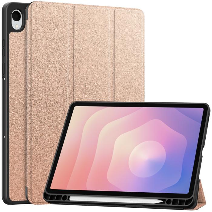 Bild 1, Samsung Galaxy Tab S11 Fodral Tri-Fold Läder Roséguld