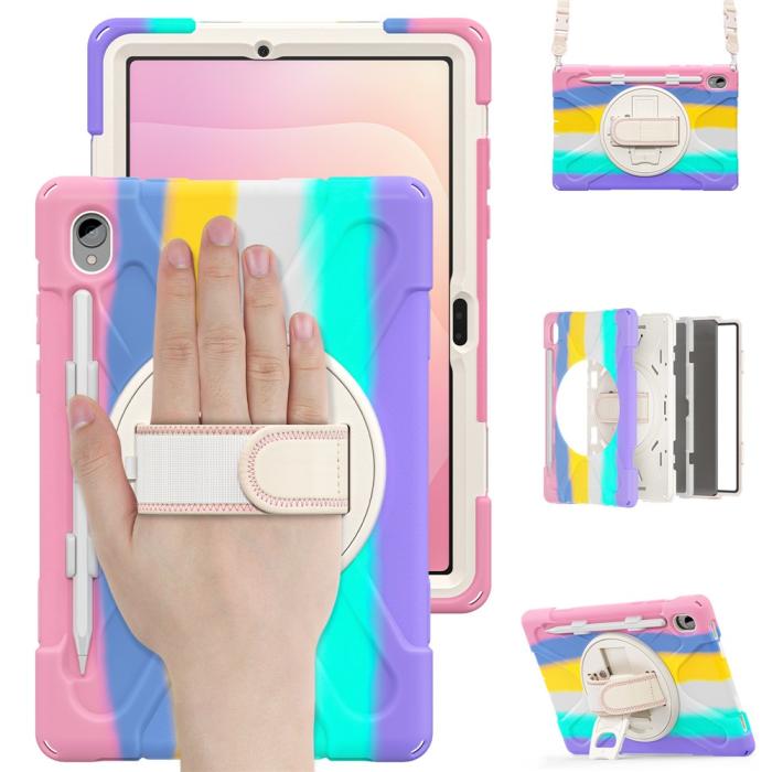 Bild 2, Samsung Galaxy Tab S11 Skal Shockproof Hybrid Kickstand Rainbow