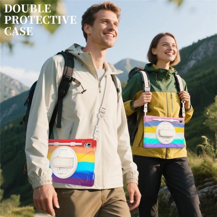 Bild 5, Samsung Galaxy Tab S11 Skal Shockproof Hybrid Kickstand Rainbow