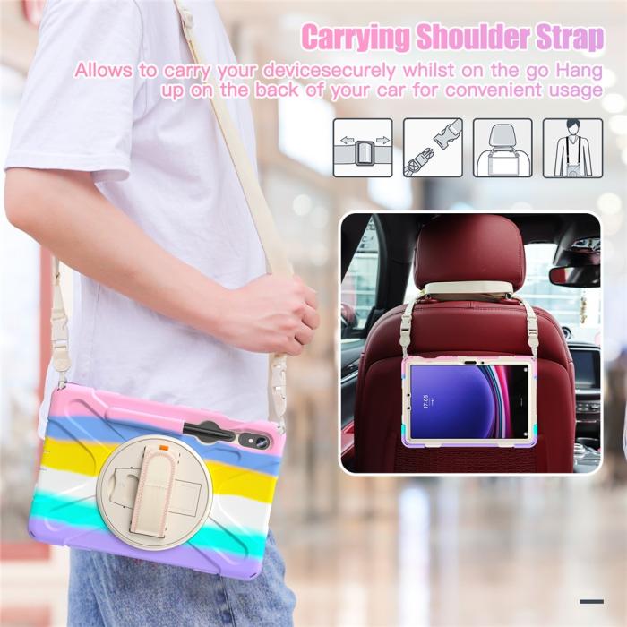 Bild 4, Galaxy Tab S10 Lite/S10 FE/S9 FE/S9/S8/S7 Skal 360° Hybrid Rainbow