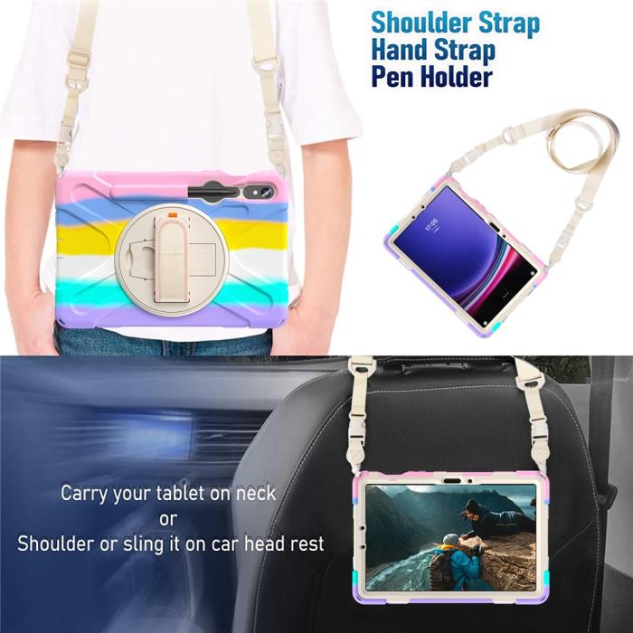 Bild 6, Galaxy Tab S10 Lite/S10 FE/S9 FE/S9/S8/S7 Skal 360° Hybrid Rainbow