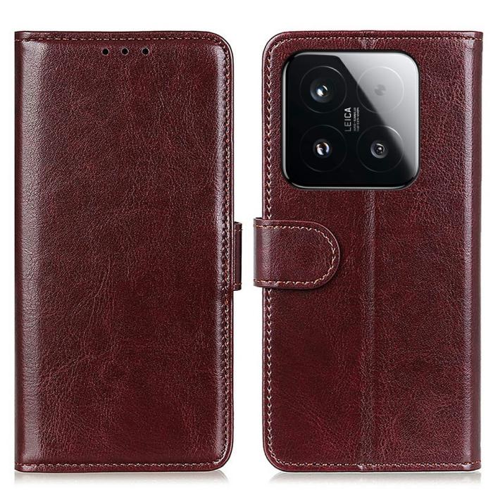 Bild 1, Xiaomi 15T Fodral Crazy Horse Läder Brun