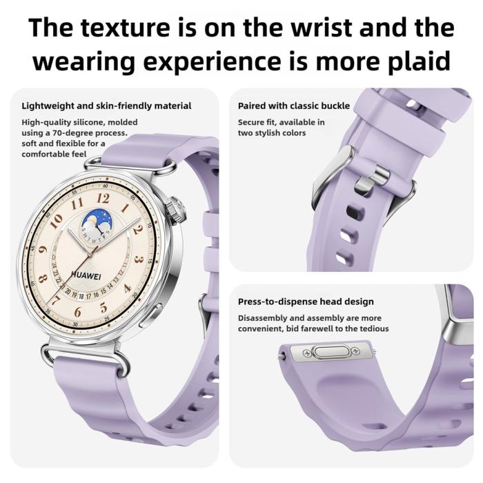 Bild 6, Klockarmband 18 mm Quick Release Wave Silikon Lila