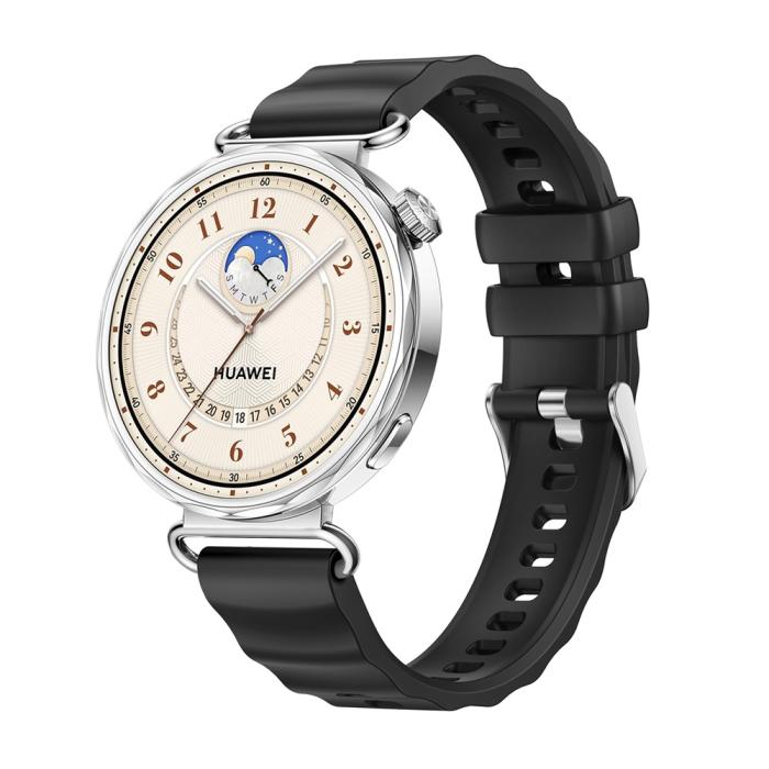 Bild 3, Klockarmband 18 mm Quick Release Wave Silikon Svart