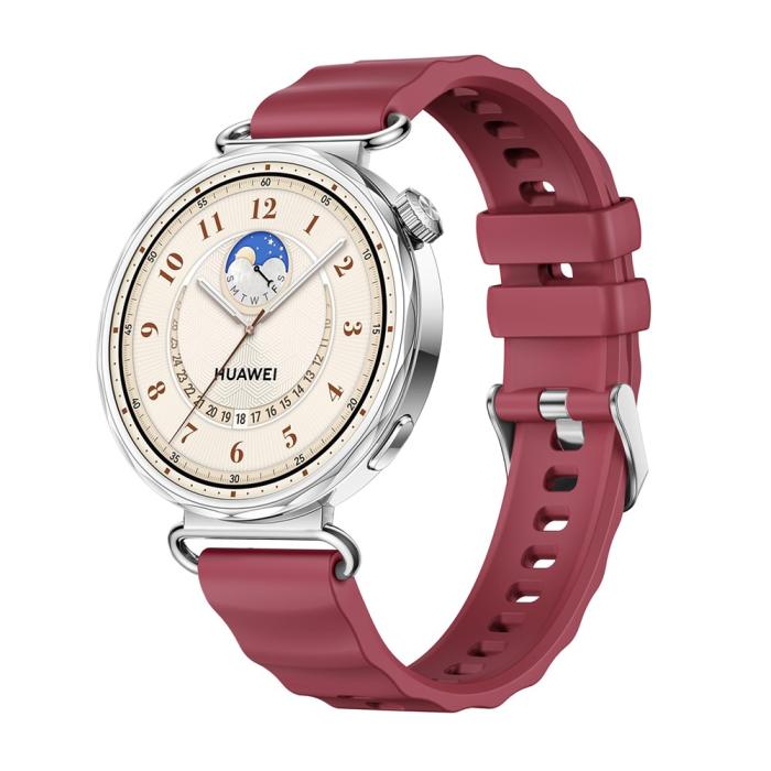 Bild 3, Klockarmband 18 mm Quick Release Wave Silikon Vinröd