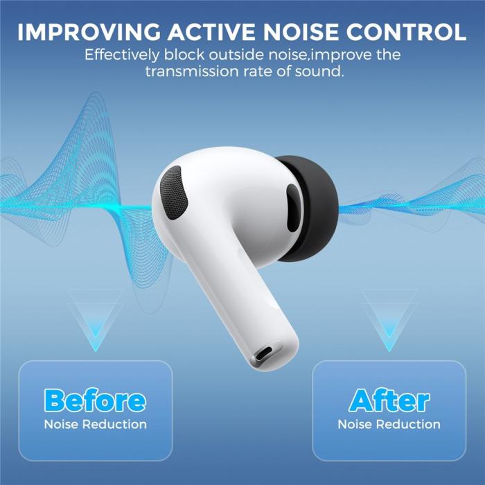 Bild 3, AHASTYLE 3-PACK AirPods Pro 3 Öronpluggar Silikon Svart