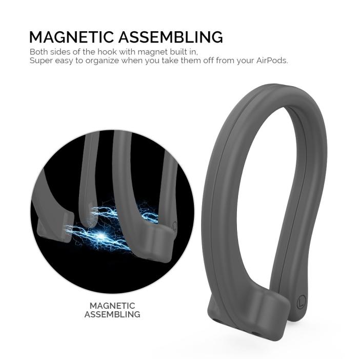 Bild 3, AHASTYLE AirPods/AirPods Pro 2/1 Öronkrokar Grå