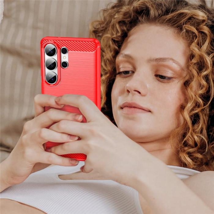 Bild 6, Samsung Galaxy S26 Ultra Skal Borstad Stål Textur Röd