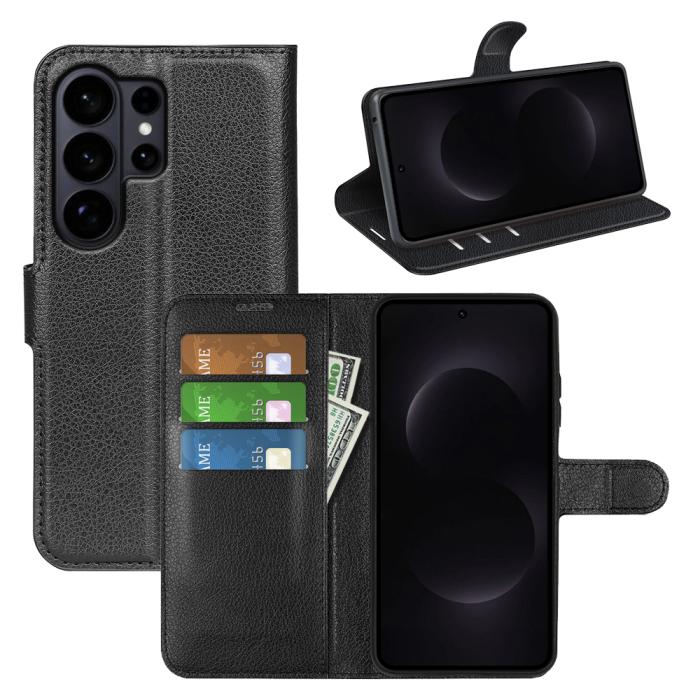 Bild 6, Samsung Galaxy S26 Ultra Fodral Litchi Läder Svart